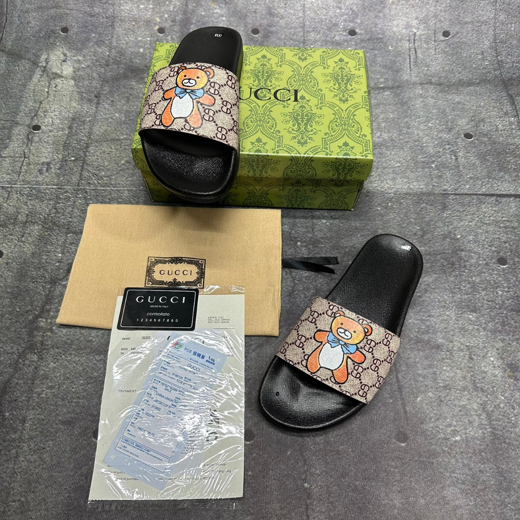 Dép Lê Gucci  dép da nam quai ngang gấu mixa fullboxx hộp cực đẹp