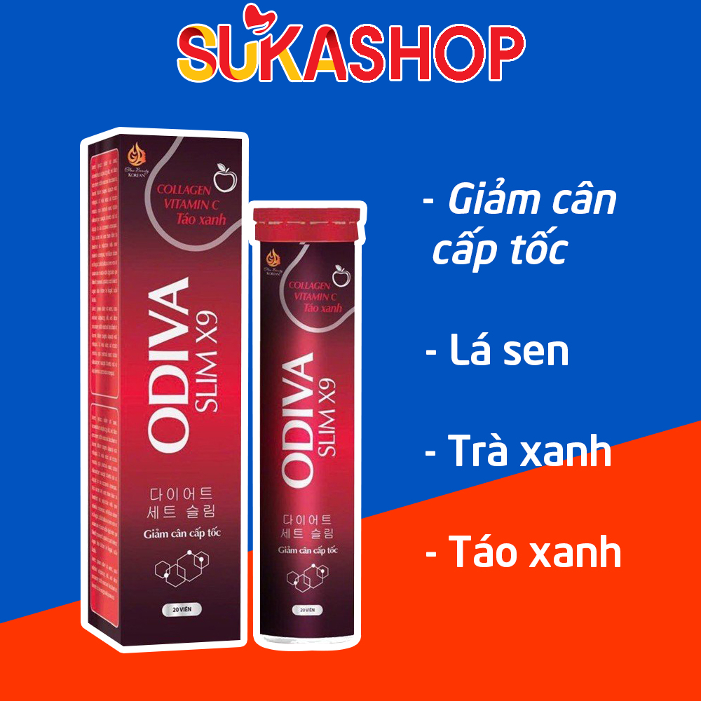 Viên sủi thảo dược giảm cân cấp tốc Odiva Slim X9 giúp giảm mỡ máu, giảm mỡ thừa, thanh nhiệt cơ thể (Sủi ODIVA Slim X9)