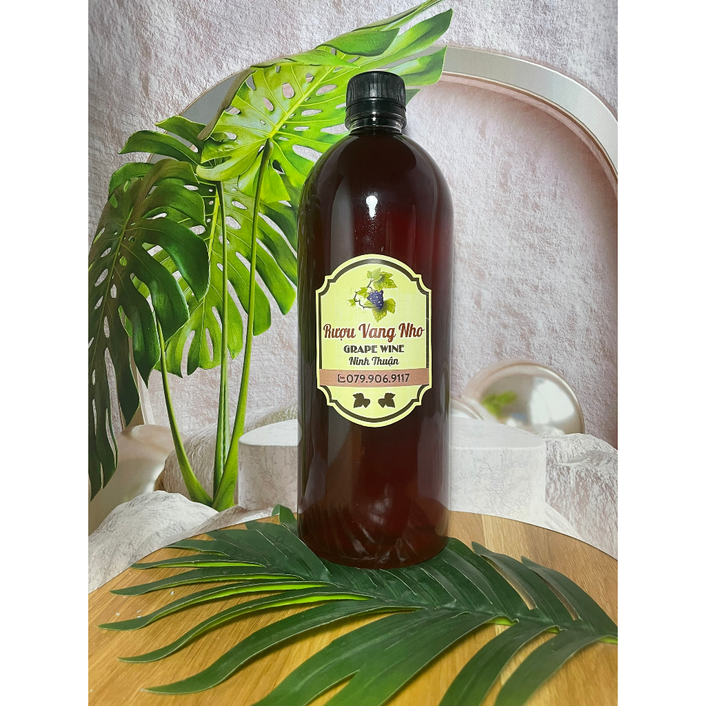 Nước vang nho lên men chai nhựa 1000ml.