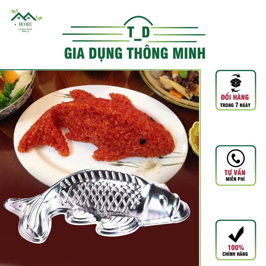 Khuôn nhôm cá chép đóng xôi, thạch rau câu, bánh trung thu - nhôm cao cấp, hoạ tiết sắc nét(hàng loại 1)