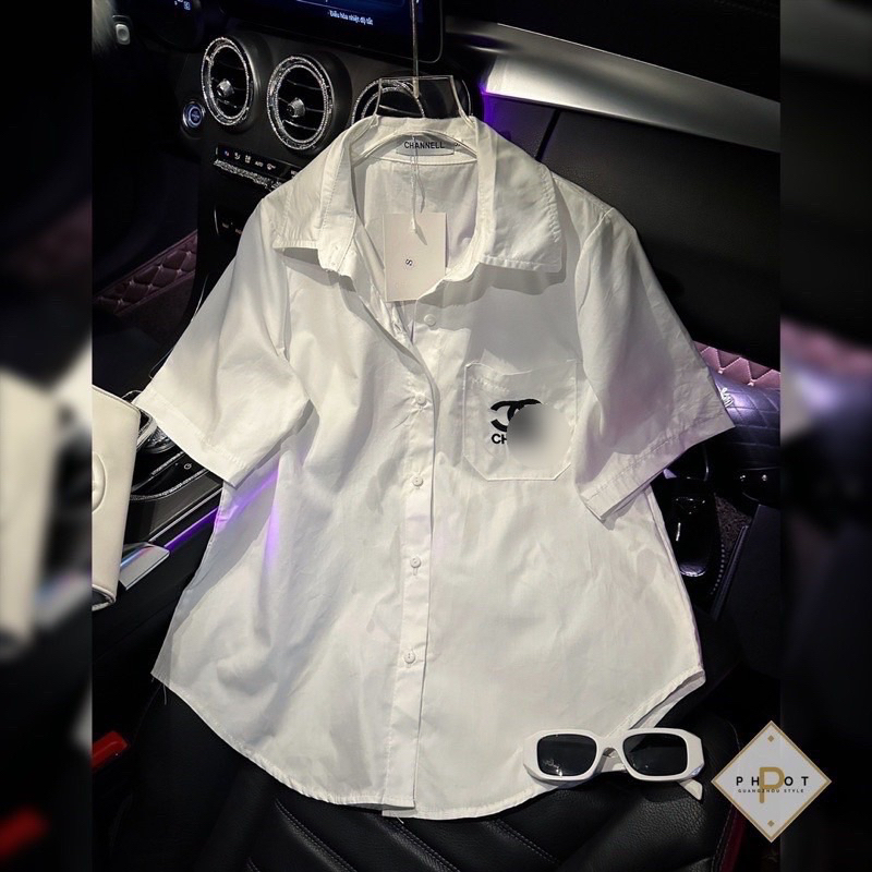 Áo sơ mi ngắn tay chữ x in túi TT12