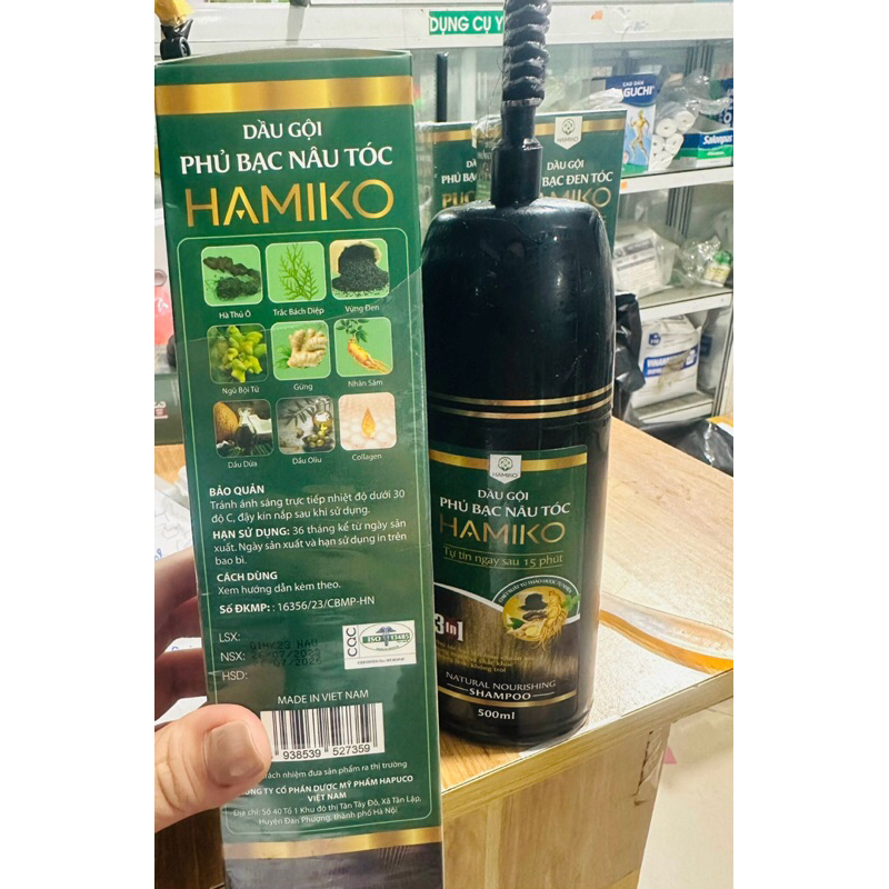 [Quà tDầu gội phủ bạc Hamiko  3 Màu: Nâu, Nâu đen, Đen