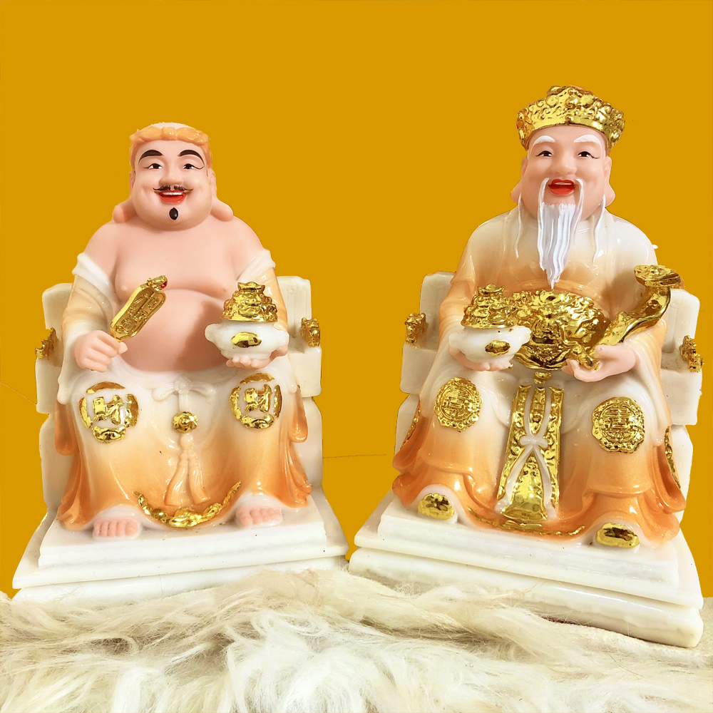 Bộ Thần Tài Thổ Địa Cao 8in 10in, Da Mịn Đẹp, Mẫu Phú Quý