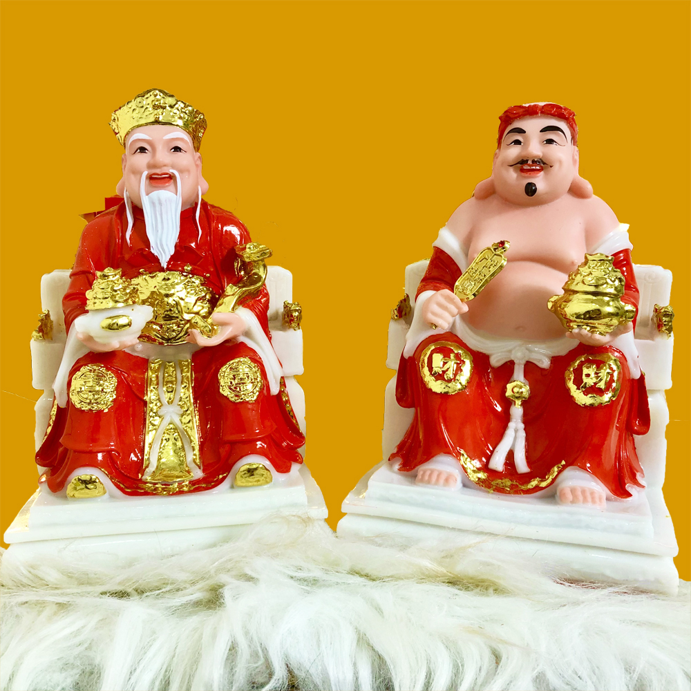 Bộ Thần Tài Thổ Địa Cao 8in 10in, Da Mịn Đẹp, Mẫu Phú Quý
