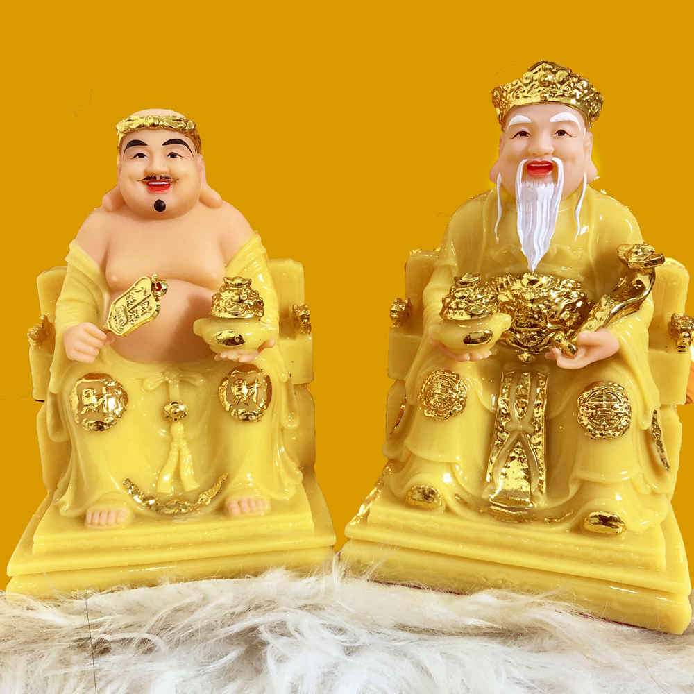 Bộ Thần Tài Thổ Địa Cao 8in 10in, Da Mịn Đẹp, Mẫu Phú Quý