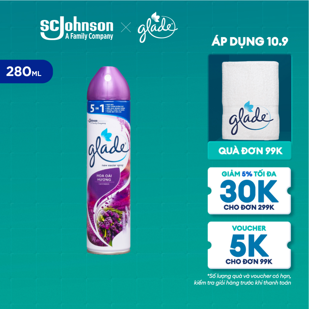 GLADE Xịt thơm phòng Hương Lavender 280ml