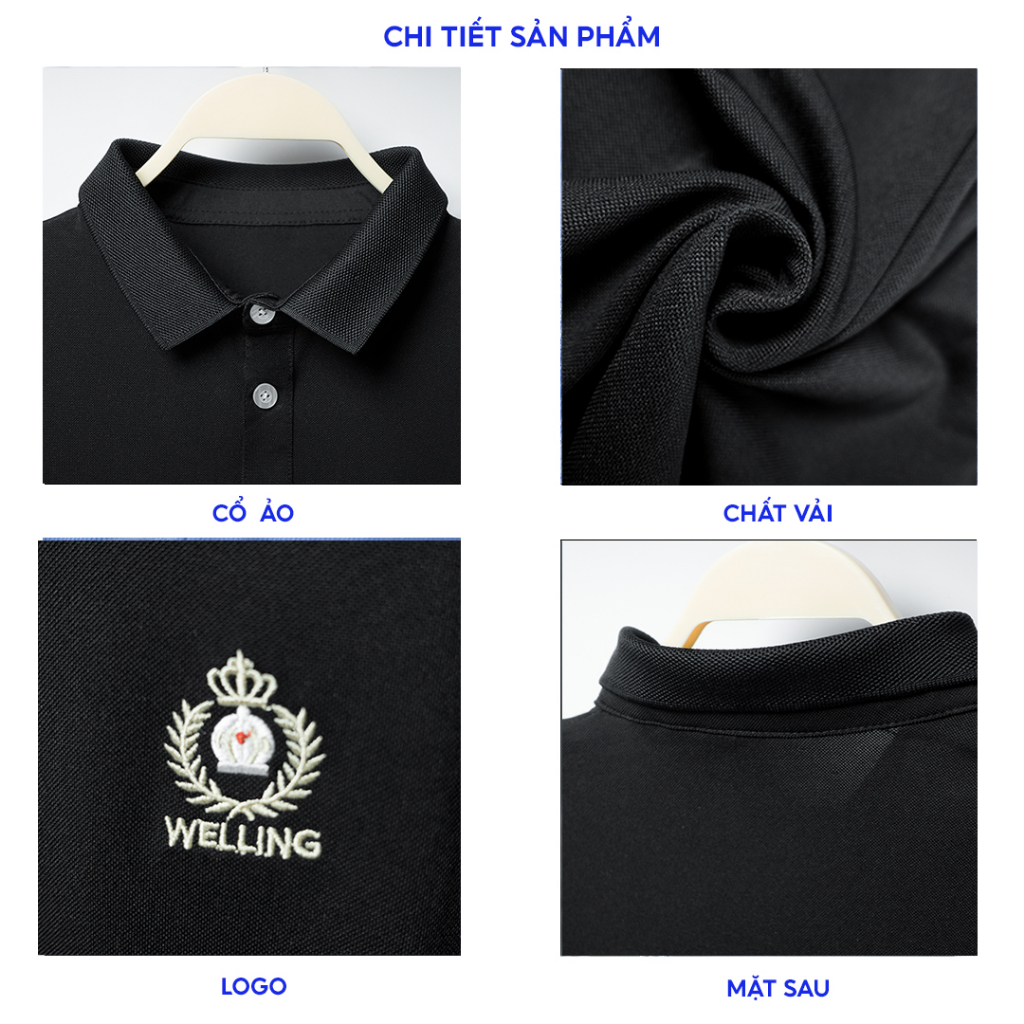 Áo thun nam polo có cổ tay ngắn M Fashion cotton thoáng khí thêu logo TH05