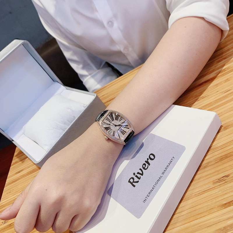 Đồng hồ nữ Rivero 2603 dây da đen chính hãng