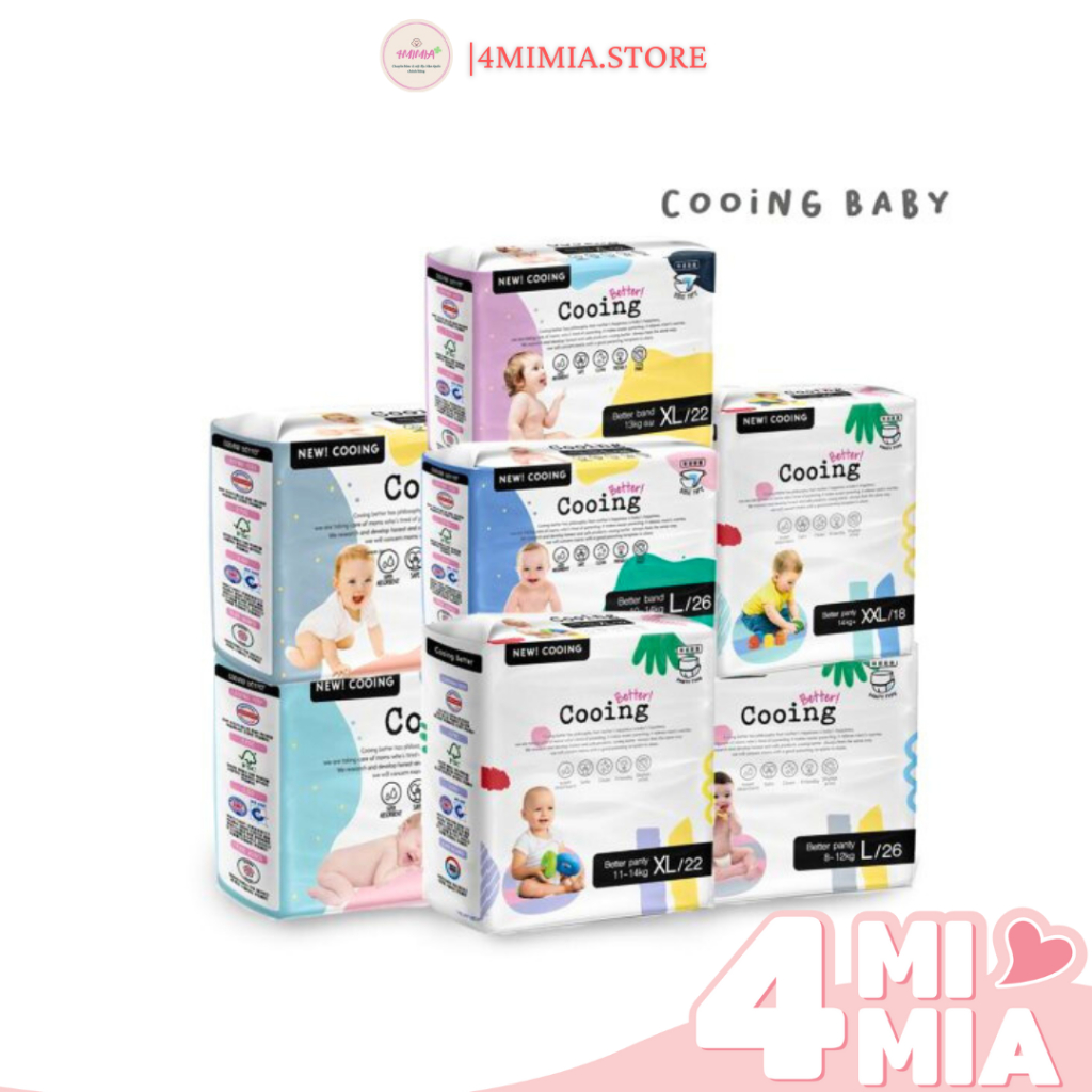 Bỉm Tã Dán/ Tã Quần Cooing Nội Địa Hàn Quốc Thấm Hút Bỉm Đêm Cho Bé Thông Thoáng Size Dán M-30/L-26M/Quần XL-22M