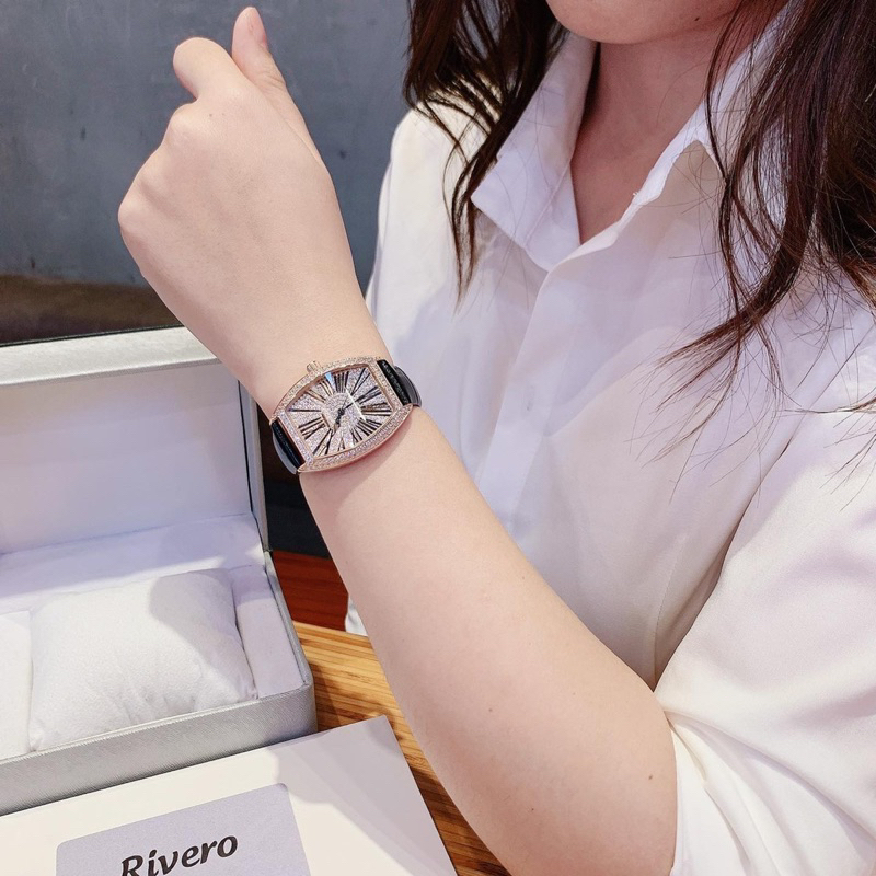 Đồng hồ nữ Rivero 2603 dây da đen chính hãng