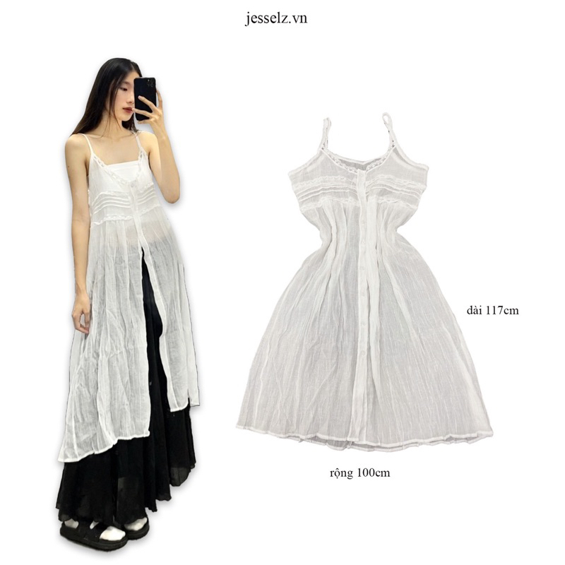 Váy hai dây voan tơ dáng dài