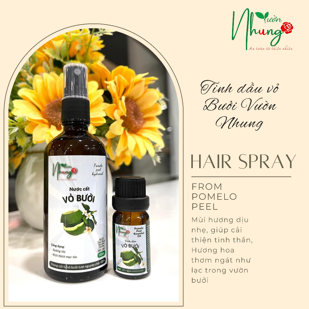 Tinh dầu vỏ bưởI 100% nguyên chất ngăn rụng tóc kích thích mọc tóc dưỡng tóc và da, xông phòng, treo xe, 10ml