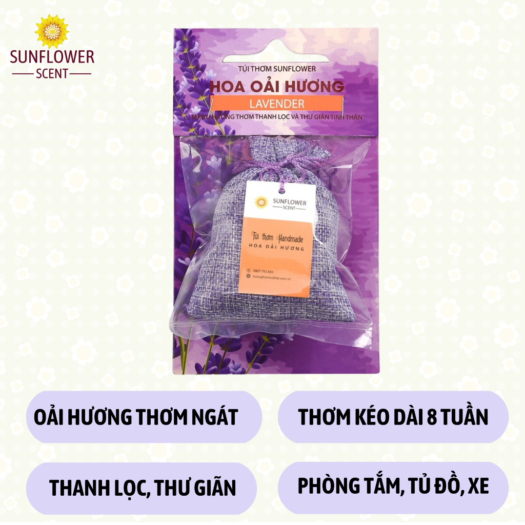 Túi Thơm Để Tủ Quần Áo SUNFLOWER 30G Hương Hoa Lavender Oải Hương Làm Thơm Phòng Treo Xe Ô Tô Tiện Lợi