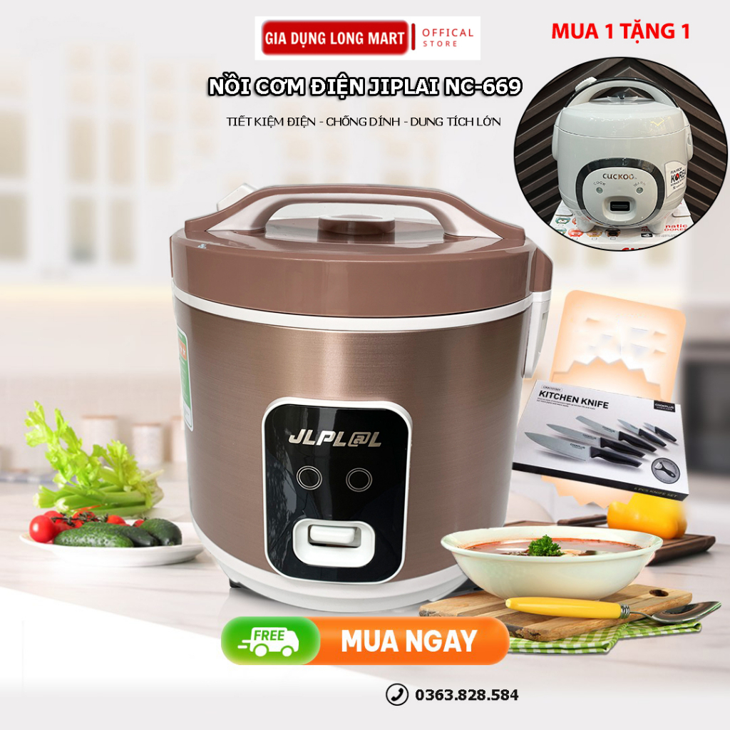 Nồi Cơm Điện JIPLAI Thái Lan NC669 Dung Tích 2.2 Lít Lòng Niêu Siêu Dày MUA 1 TẶNG 1 Nồi cơm cuckoo mini 1L