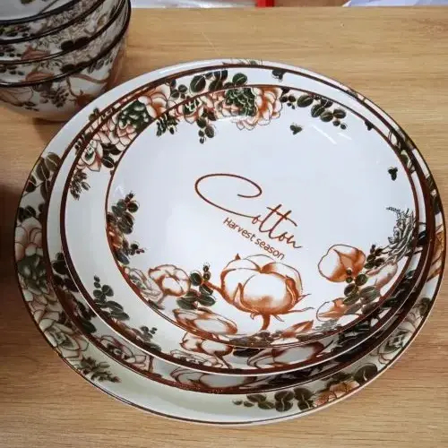 Đĩa sứ Bát Tràng hoạ tiết bông cotton | Trang nhã và tinh tế cho bữa ăn