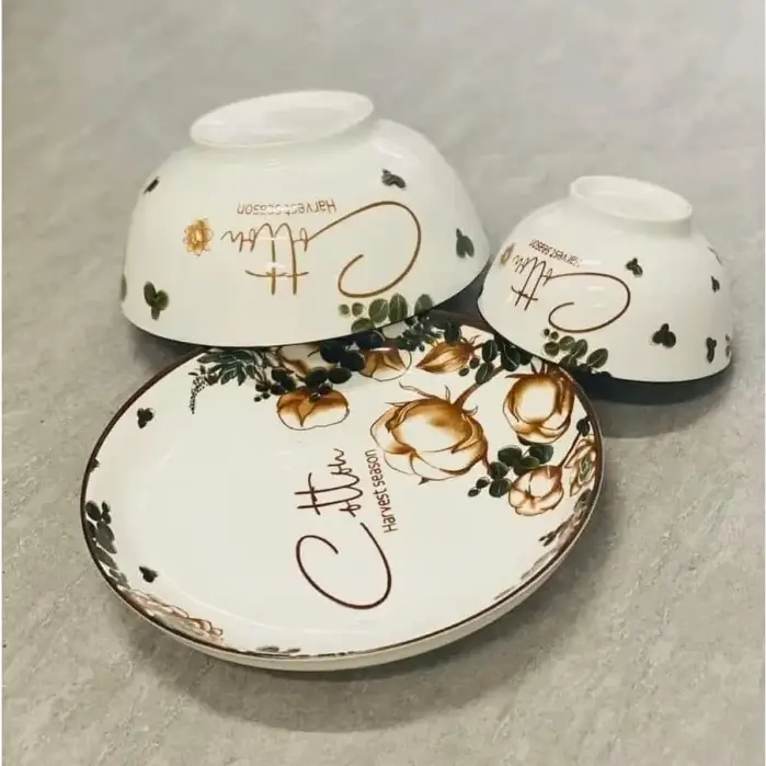 Đĩa sứ Bát Tràng hoạ tiết bông cotton | Trang nhã và tinh tế cho bữa ăn