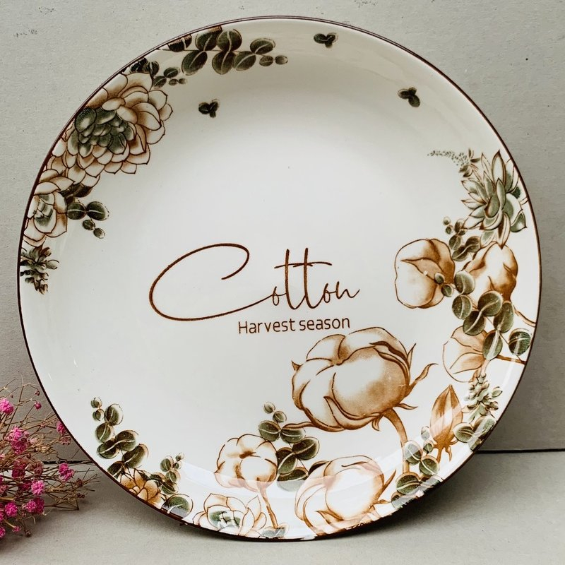 Đĩa sứ Bát Tràng hoạ tiết bông cotton | Trang nhã và tinh tế cho bữa ăn