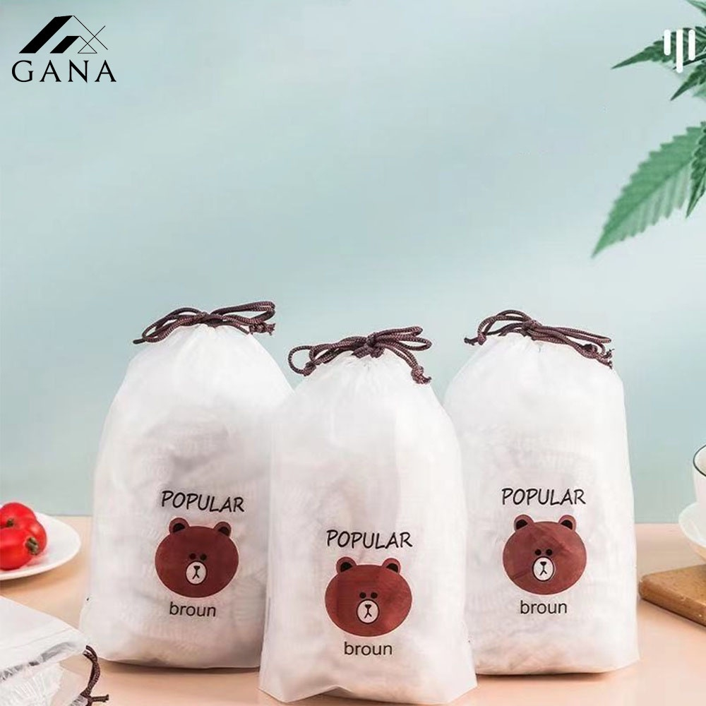 Màng bọc thực phẩm co giãn siêu dai có chun hình túi gấu set 80~100 chiếc - Tái sử dụng