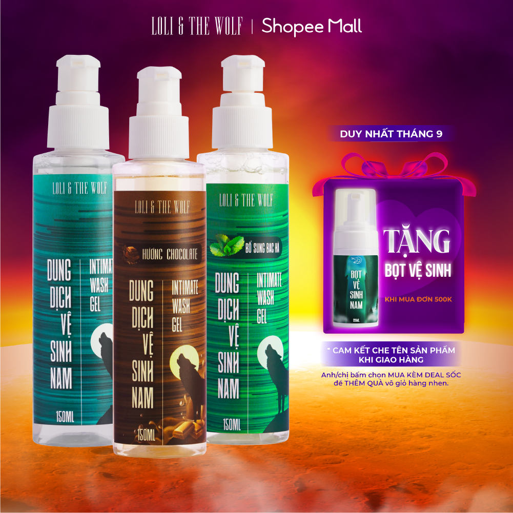 Dung Dịch Vệ Sinh Nam Giới Loli And The Wolf Hương Thơm Dịu Nhẹ Nam Tính Chai Vòi Nhấn 150ml Tiết Kiệm