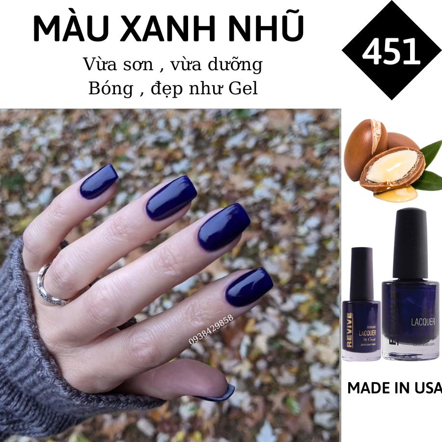 Sơn móng tay Organics Naturals Revive Chính Hãng Mỹ USA - Màu Xanh Đậm Nhũ mã 451