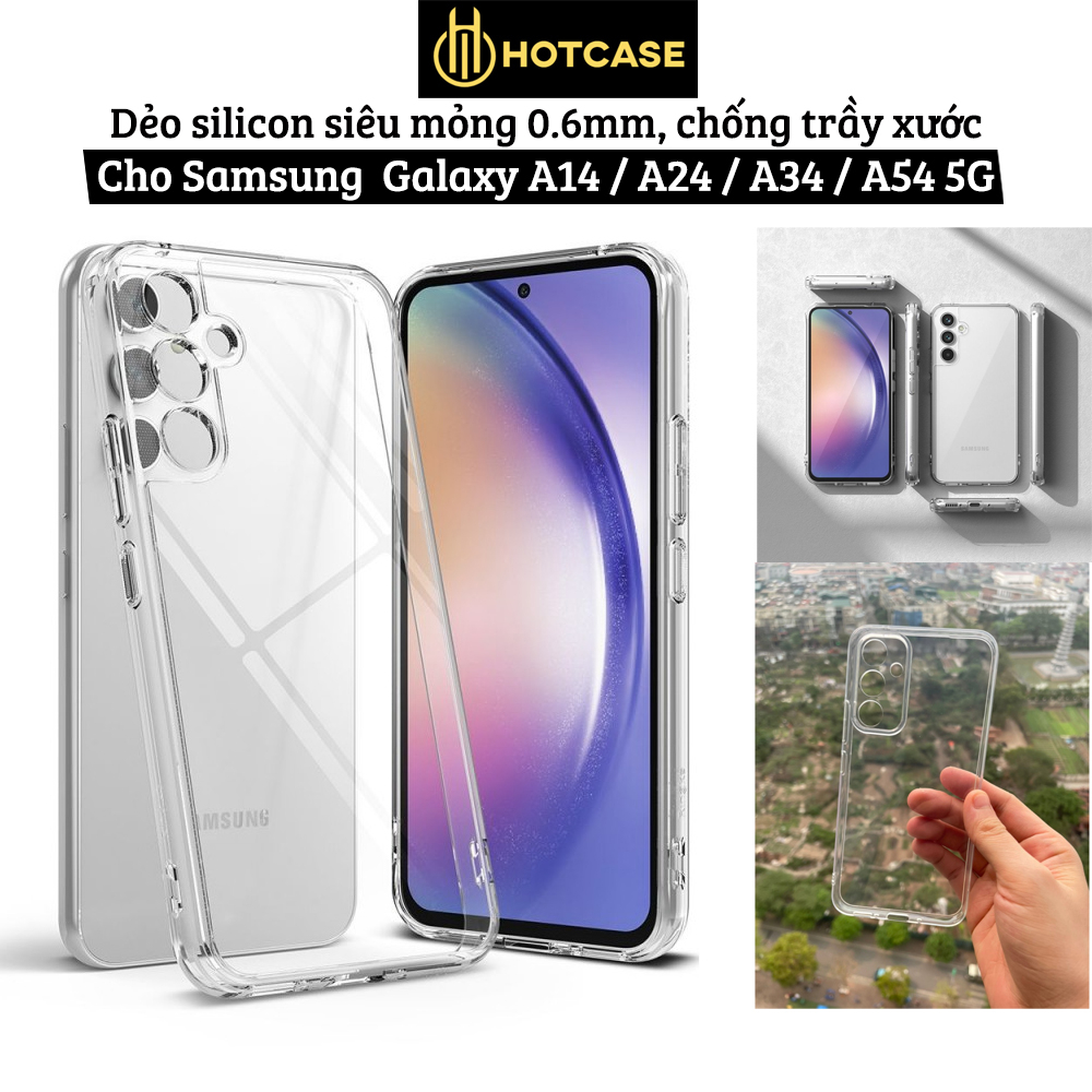 Ốp lưng dẻo silicon HOTCASE cho Samsung Galaxy A14 / A24 / A34 / A54 5G - thiết kế siêu mỏng 0.6mm, chống trầy xước