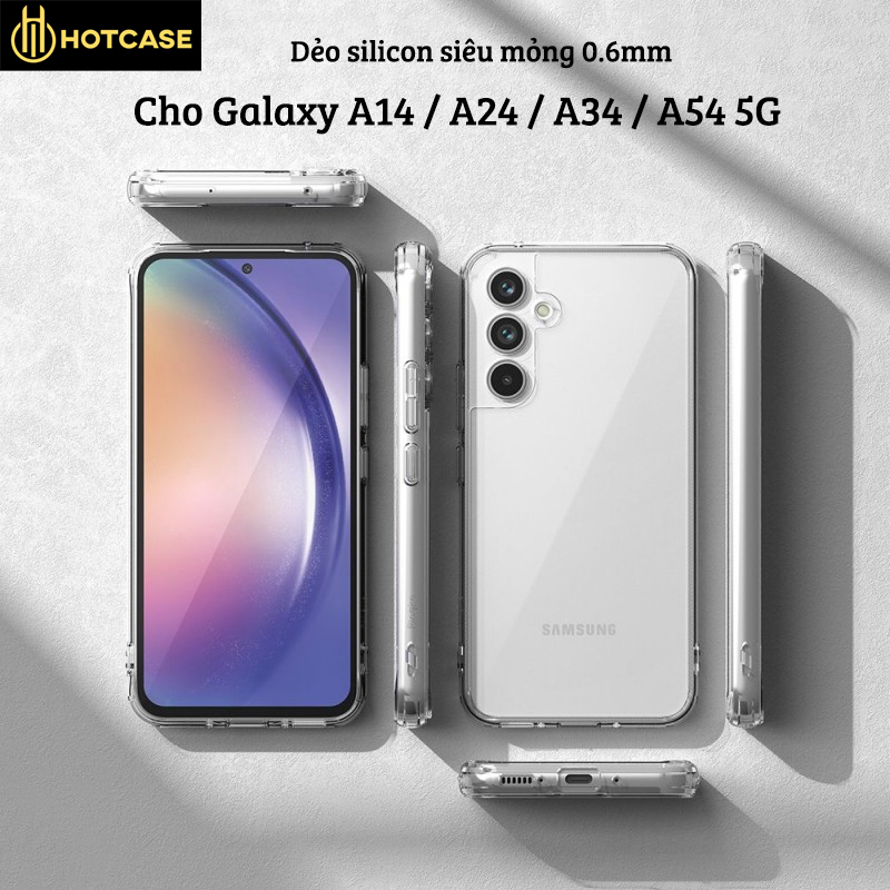 Ốp lưng dẻo silicon cho Samsung Galaxy A54 A34 A24 A14 4G / 5G hiệu HOTCASE thiết kế siêu mỏng 0.6mm, chống trầy xước