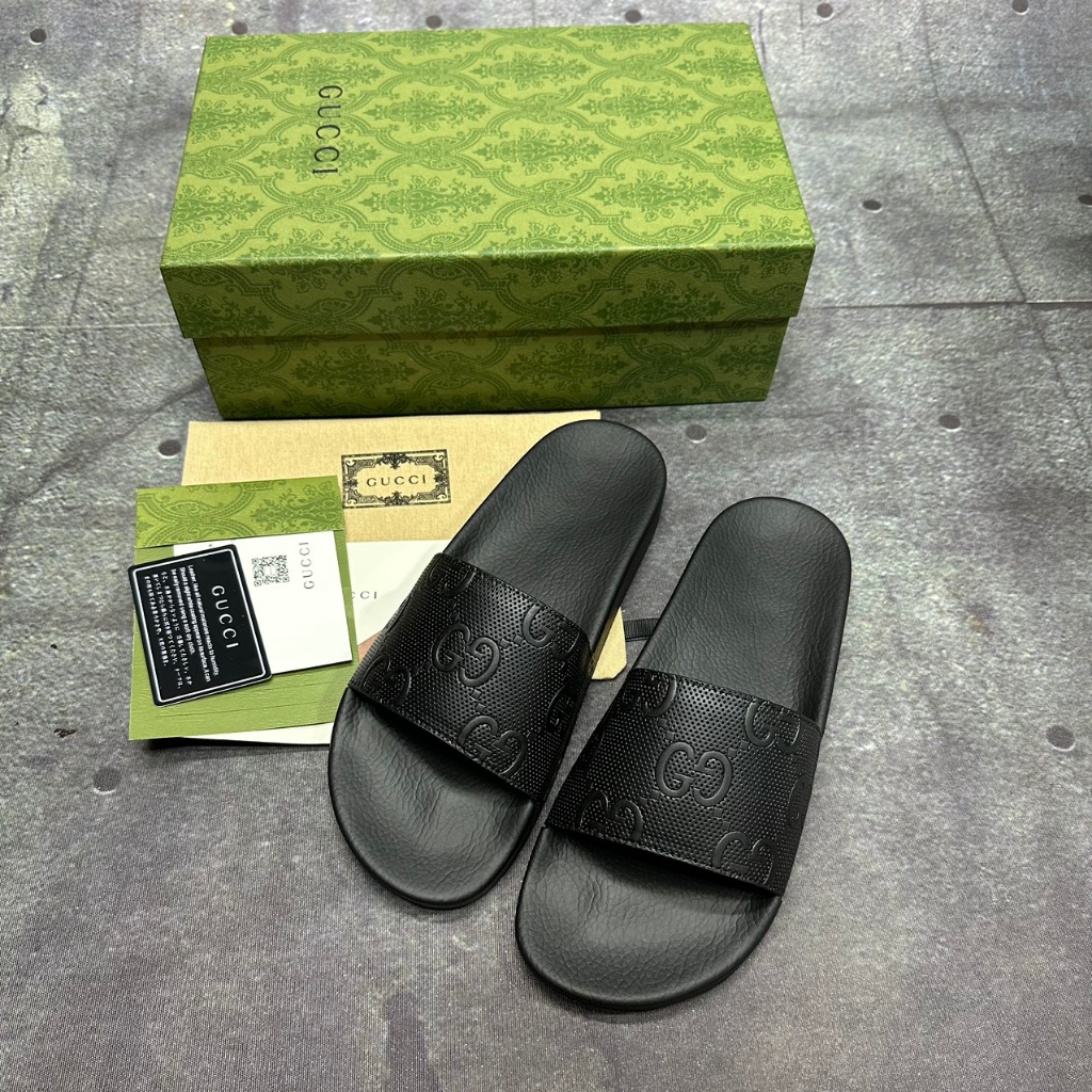 Dép Lê Gucci dép da nam quai ngang Vân da lớn chuẩn hàng like Âu 1.1 fullboxx hộp cực đẹp