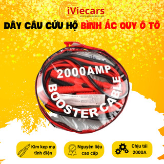 Dây câu bình ắc quy ô tô, Kích điện ắc quy cứu hộ cho ô tô, xe hơi dài 4m dòng 2000AMP - BH 6 tháng