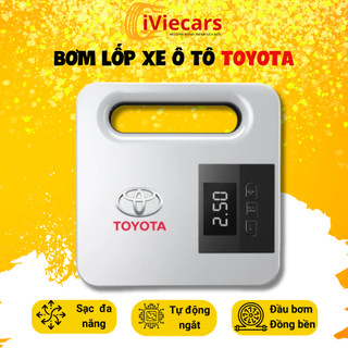 Bơm lốp xe ô tô Toyota (Trắng) Tự Ngắt Cao Cấp - Hàng sản xuất ủy quyền chính hãng - Bảo Hành 12 Tháng Đổi Mới