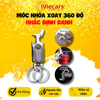 Móc chìa khóa ô tô 5 in 1 khắc tên móc khóa đa năng iviecars