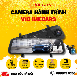 Camera hành trình ô tô V10 gương màn lớn trước sau Chất Lượng 2K kết nối điện thoại hỗ trợ quay đêm, bảo hành 12 tháng