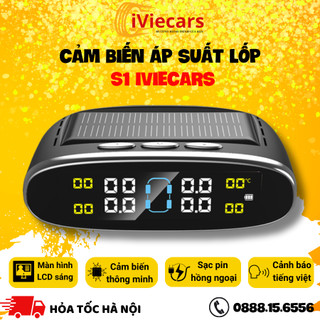 Cảm Biến Áp Suất Lốp Ô Tô Van Ngoài S1 Cảnh Báo Giọng Nói Tiếng Việt IViecars, Sạc Năng Lượng Mặt Trời Màn Hình LCD