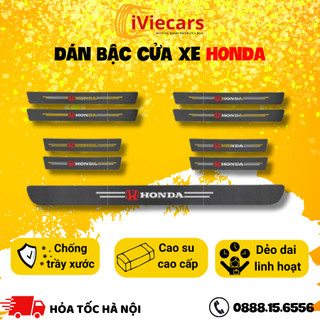 Sét 9 miếng dán bậc cửa HONDA có vân carbon dán full keo chống trầy tốt - phụ kiện đồ chơi ô tô xe hơi iViecars