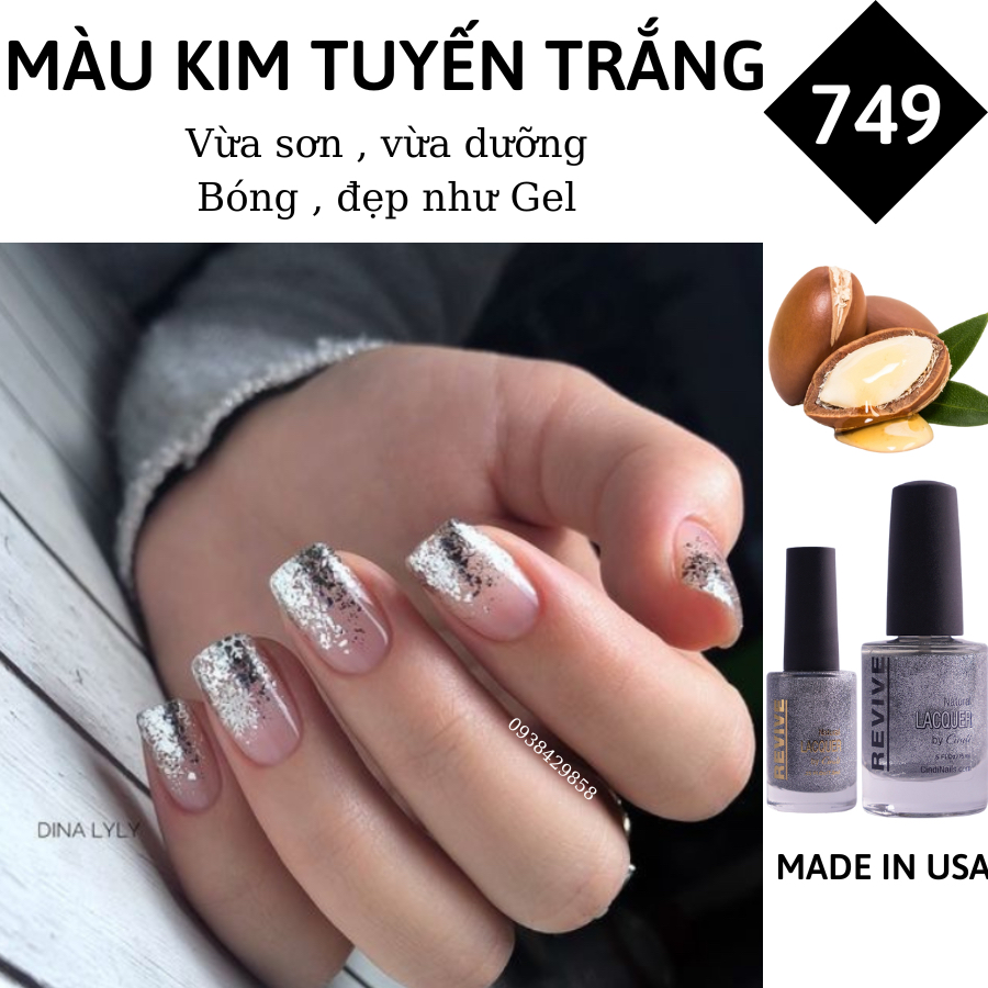 Sơn móng tay Organics Naturals Revive Chính Hãng Mỹ USA - Màu Kim Tuyến Trắng mã 749