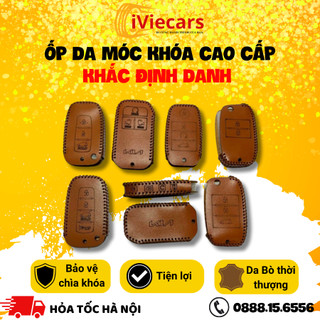 Ốp + Móc Khóa Cao Cấp Ốp Da Bò Khắc Tên Cá Nhân Hóa Iviecars