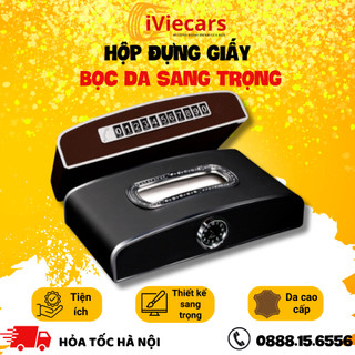 Hộp Đựng Giấy Ăn Cao Cấp Trên Xe ô tô 3 in 1 Phụ Kiện Trang Trí Tablo Sang Trọng