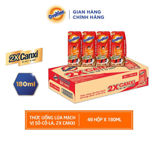 Thùng 48 hộp Thức uống lúa mạch gấp đôi Canxi hương vị sô-cô-la Ovaltine (180ml x 48) date mới