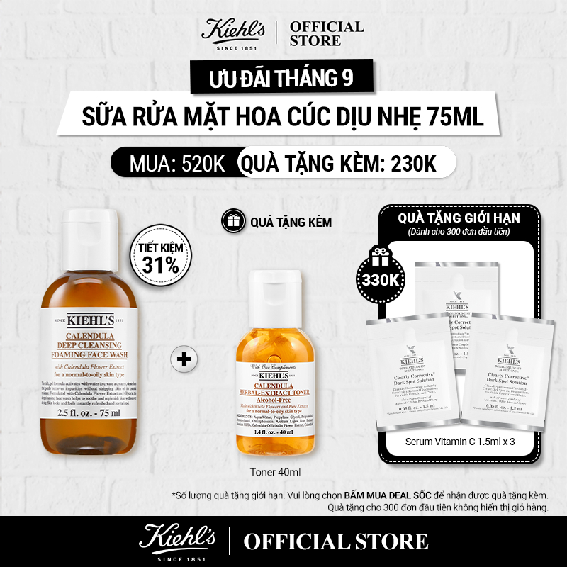 Sữa rửa mặt hoa cúc Kiehl's Calendula Deep Cleansing Foaming Face Wash 75ml