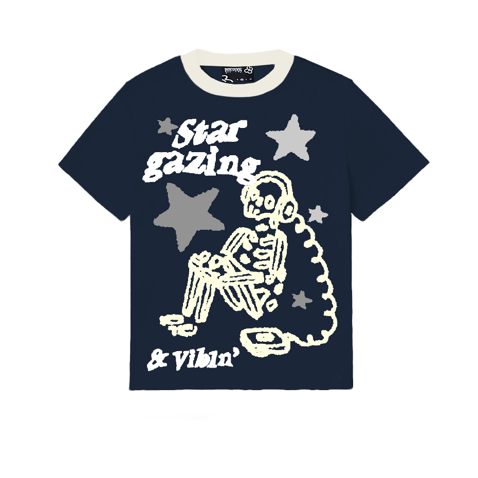 Áo thun Unisex Ridiculous - BABYTEE STARGAZING NAVI, vải thun 2 chiều 99% cotton 250gsm