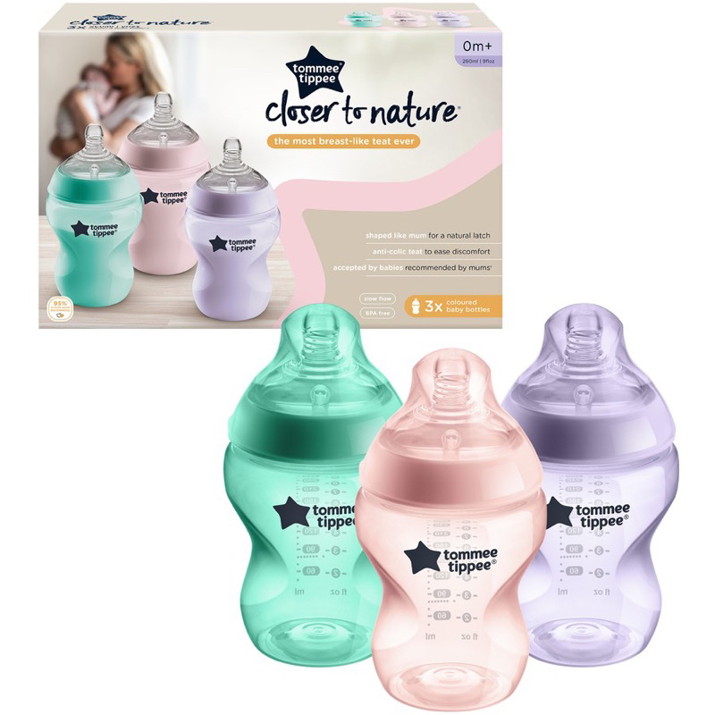 Set nguyên hộp 3 Bình Tommee Tippee 260ml - hàng Úc