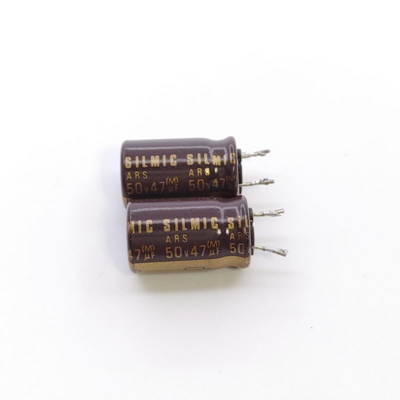 Cặp tụ điện Elna Silmic ARS chữ vàng 47uF 50V tháo máy (2 con)