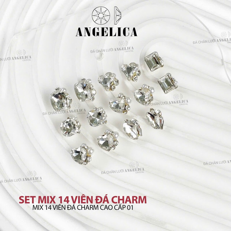 Sét đá khối mix sẵn kiểu 14 viên siêu sáng/ Đá khối 14 viên mix kiểu/ Sét đá chùm 14 viên siêu sáng