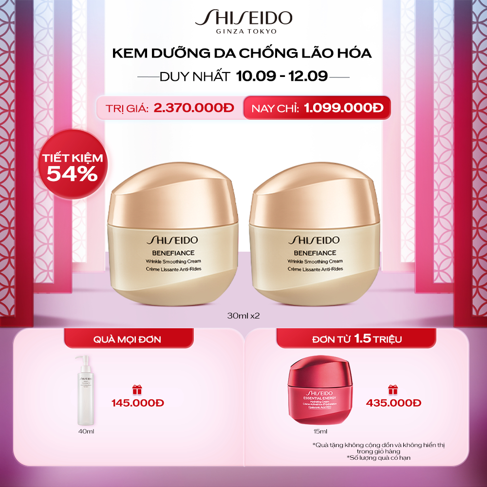 Bộ 2 Kem dưỡng da chống lão hóa Shiseido Benefiance Wrinkle Smoothing Cream 30ml