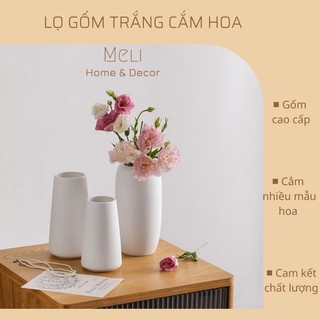 Bình gốm trắng, lọ gốm sứ cắm hoa decor | meli house