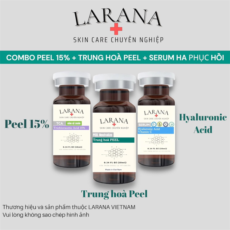 [Larana Combo] Dung dịch TCA 15% peel + trung hoà peel + serum cấp ẩm