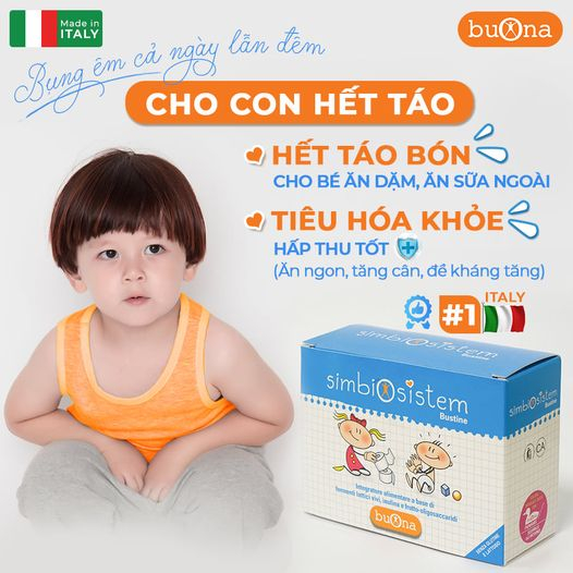 Buona Simbiosistem Bustine - Men Vi Sinh Bổ Sung 10 Tỷ Lợi Khuẩn Và Chất Xơ, Giảm Táo Bón, Giúp Ăn Ngon - Hộp 20 Gói 2g