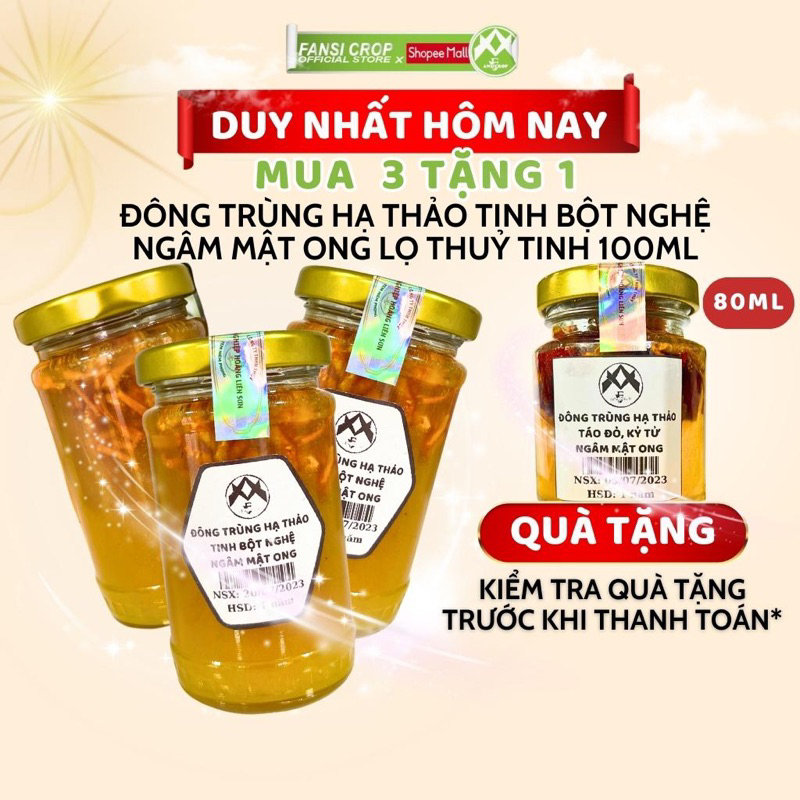 Đông Trùng Hạ Thảo Tinh Bột Nghệ Ngâm Mật Ong, 100ML