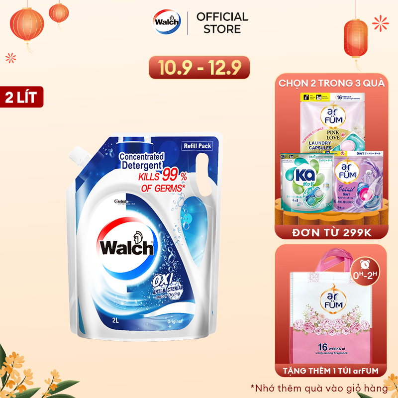 Túi nước giặt kháng khuẩn, khử mùi Walch 2L