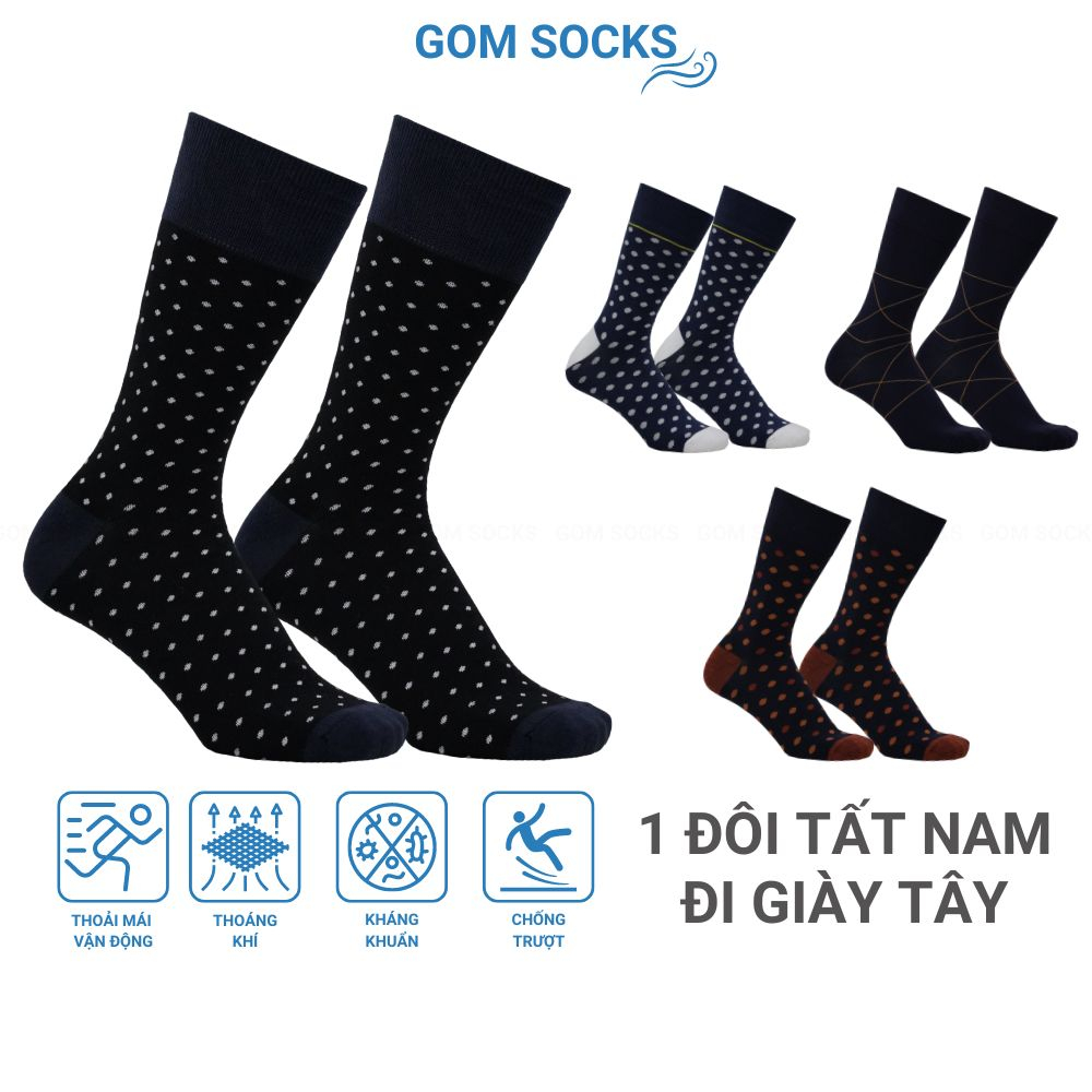 Tất giày tây nam công sở GOMSOCKS mẫu MIX06, sợ cotton cao cấp hút ẩm thoáng khí - GOM-MIX06-1DOI