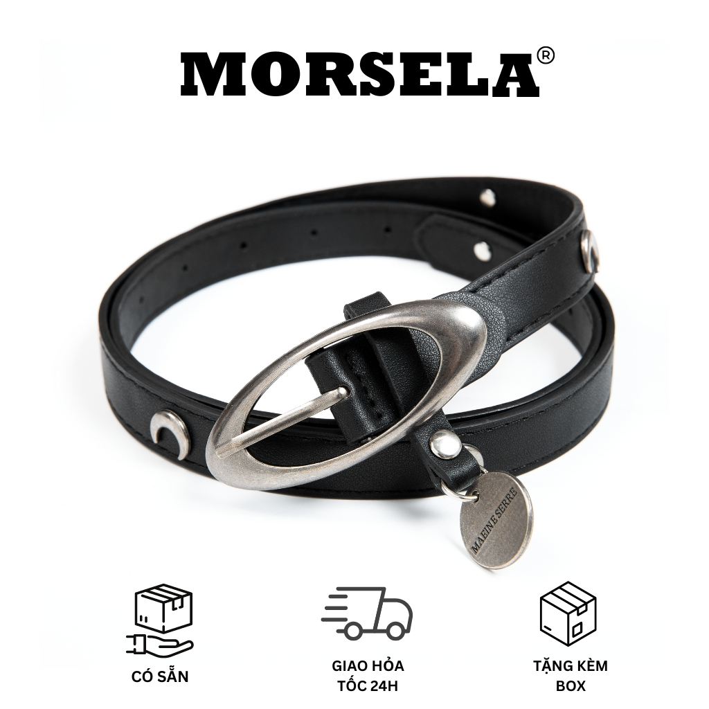 MORSELA® chính hãng - Thắt lưng da dây nịt Y2K mặt trăng khuyết dành cho nữ